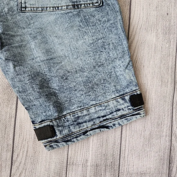 Blue Wash Denim Men's Shorts Skinny Fit - Picture 11 of 16